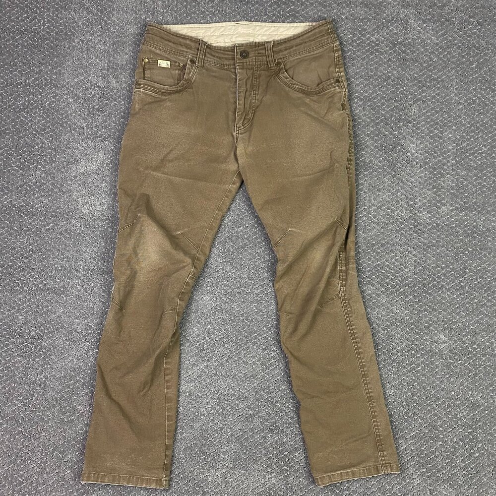 Kuhl Free Kanvus Jeans Men's 32 x 30 Fit 32 x 28 Brown Dark Khaki Hiking Outdoor